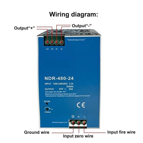 1pcs NDR-75W 120W 240W 480W 12V 24V 48V Switching Power Supply Industrial DIN Rail AC/DC Single Output Power Transformer(NDR-75-24V 3.2A) in Saudi Arabia