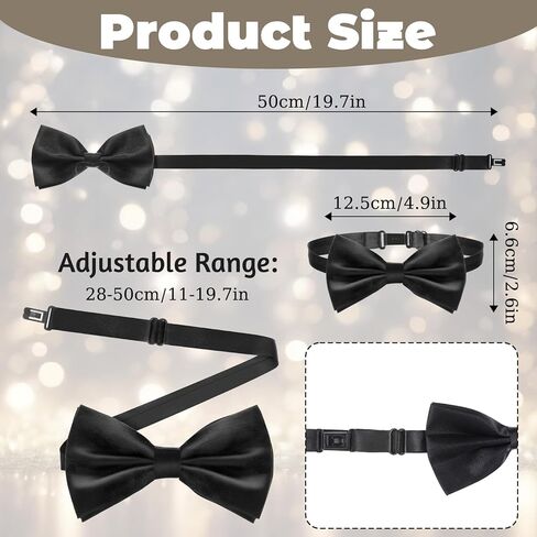 40 Pcs Bow Ties for Men Bulk, Black Pre Tied Satin Bowtie Formal Adjustable Clip On Bow for Men Party, Wedding, Costume in Saudi Arabia