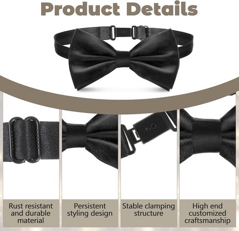 40 Pcs Bow Ties for Men Bulk, Black Pre Tied Satin Bowtie Formal Adjustable Clip On Bow for Men Party, Wedding, Costume in Saudi Arabia