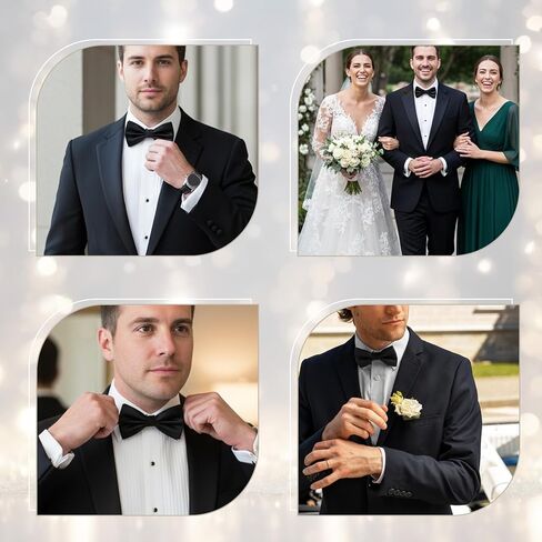40 Pcs Bow Ties for Men Bulk, Black Pre Tied Satin Bowtie Formal Adjustable Clip On Bow for Men Party, Wedding, Costume in Saudi Arabia