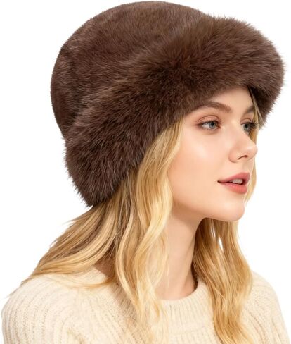 Faux Fur Fuzzy Bucket Hat for Women Winter Warm Fisherman Hats Leopard Printed Cap Furry Fluffy Hat for Outdoor in Saudi Arabia
