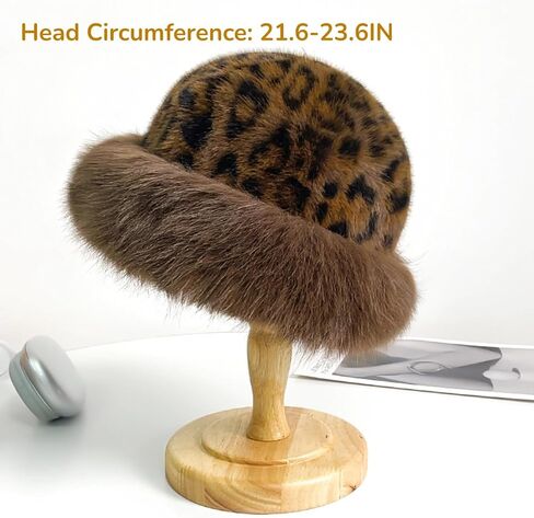 Faux Fur Fuzzy Bucket Hat for Women Winter Warm Fisherman Hats Leopard Printed Cap Furry Fluffy Hat for Outdoor in Saudi Arabia