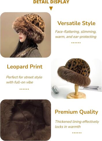 Faux Fur Fuzzy Bucket Hat for Women Winter Warm Fisherman Hats Leopard Printed Cap Furry Fluffy Hat for Outdoor in Saudi Arabia