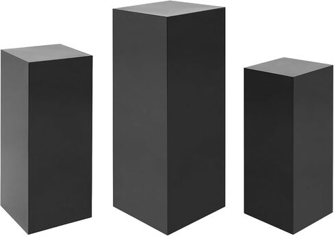 حوامل عرض معدنية سوداء، مجموعة مكونة من 3 قطع بتصميم مكعب حديث، أعمدة عرض قائمة بذاتها للحفلات وحفلات الزفاف والمعارض، ارتفاعات 31.5 بوصة و25.59 بوصة و23.62 بوصة in Kuwait