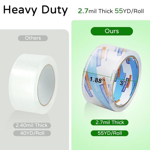 wanguagua 330 ياردة إجماليًا، 1.88 بوصة × 55 ياردة 6 عبوات، شريط تعبئة شديد الوضوح وشديد التحمل، ختم لاصق قوي in Kuwait