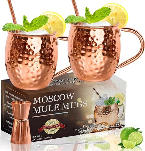 Moscow Mule Copper Mugs- Set of 4 Copper Plated Stainless Steel Mug 18oz, for Chilled Drinks (4 pcs) in Kuwait