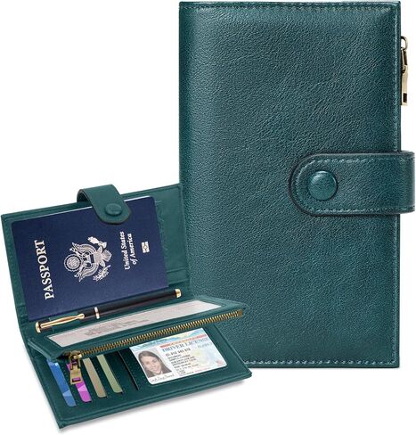 BKNOOU Passport Holder for Women and Man, Compact Travel Passport Wallet Rfid Blocking Passport Holder PU Leather Travel Wallet Trifold Clutch Wallet, Passport Cover Holds Cards, Tickets, Cash and Pen in Saudi Arabia