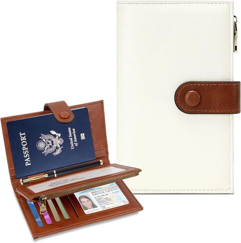 BKNOOU Passport Holder for Women and Man, Compact Travel Passport Wallet Rfid Blocking Passport Holder PU Leather Travel Wallet Trifold Clutch Wallet, Passport Cover Holds Cards, Tickets, Cash and Pen in Saudi Arabia