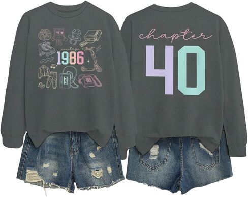Vintage 1986 Sweatshirts for Women 40th Birthday Sweatshirts Forty Birthday Gifts Crewneck Oversized Pullovers in Saudi Arabia