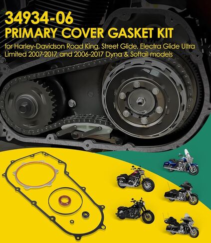 34934-06 Primary Cover Gasket Kit for Harley-Davidson Road King Street Glide Electra Glide Ultra Limited 2007-2017, Replace 63859-95B, 34901-07 in Saudi Arabia