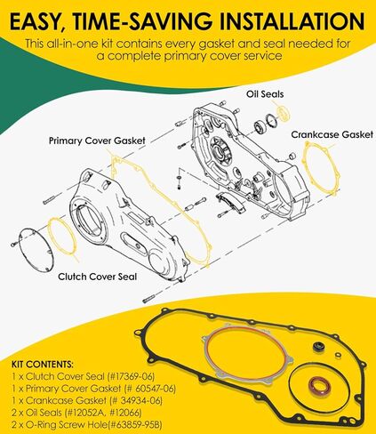 34934-06 Primary Cover Gasket Kit for Harley-Davidson Road King Street Glide Electra Glide Ultra Limited 2007-2017, Replace 63859-95B, 34901-07 in Saudi Arabia