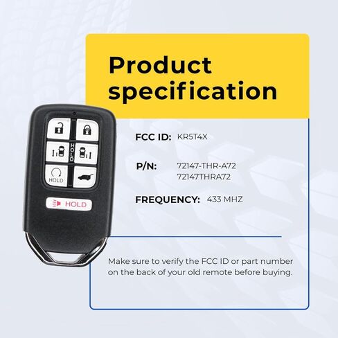 Replcament Smart Key Fob for Honda Odyssey 2021 FCC KR5T4X Part Number 72147-THR-A72 72147THRA72 Pack of 2 in Saudi Arabia