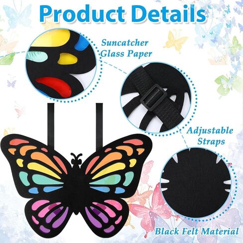 DIY فراشة كبيرة Suncatcher أجنحة الحرفية للفتيات هالوين الملحقات الديكور أجنحة تأثيري مجموعات الحرفية هدية للأطفال الجنية اللباس عيد ميلاد الفصول الدراسية الأنشطة هدايا عيد الميلاد صالح in Saudi Arabia