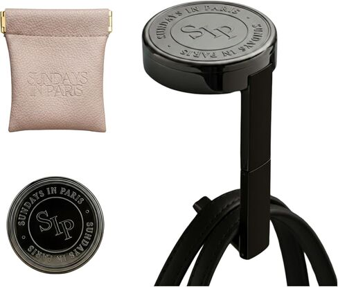 Bag Hanger | Foldable Purse Hook | Holds up to 20 lbs | Portable Handbag Hanger with Anti-Slip Back for Purses, Totes & Backpacks | Travel Pouch Included (Black) in Saudi Arabia