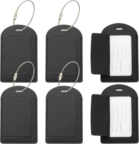 PATIKIL 6 Pcs Suitcase Tags, Haze Blue Leather Luggage Name Tags Travel Accessories Airplane Travel Essentials for Flying Hotel Check in Luggage Bags Men Women, Sideways Flip in Saudi Arabia
