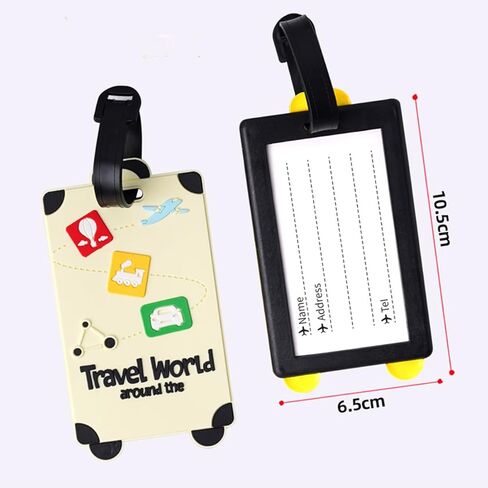 2 Pcs Cute Luggage Tags Unique Funny Bag Tags Cartoon Baggage Suitcase Labels Travel Identifiers Name Tags,Turquoise in Saudi Arabia