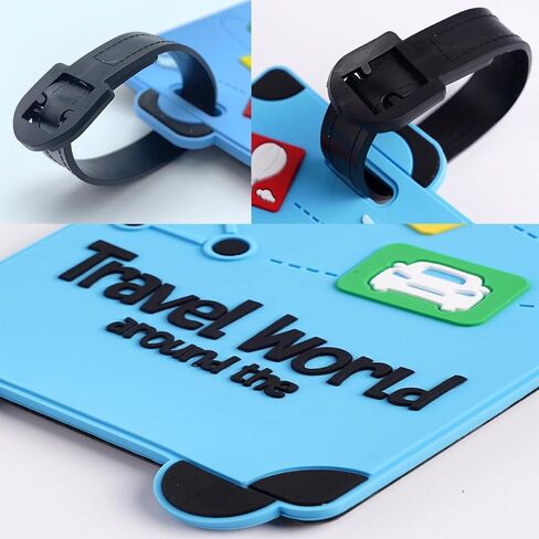 2 Pcs Cute Luggage Tags Unique Funny Bag Tags Cartoon Baggage Suitcase Labels Travel Identifiers Name Tags,Turquoise in Saudi Arabia