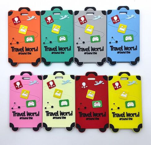 2 Pcs Cute Luggage Tags Unique Funny Bag Tags Cartoon Baggage Suitcase Labels Travel Identifiers Name Tags,Turquoise in Saudi Arabia