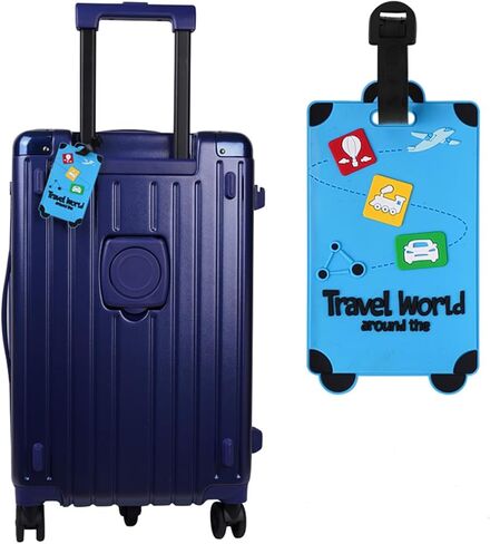 2 Pcs Cute Luggage Tags Unique Funny Bag Tags Cartoon Baggage Suitcase Labels Travel Identifiers Name Tags,Turquoise in Saudi Arabia