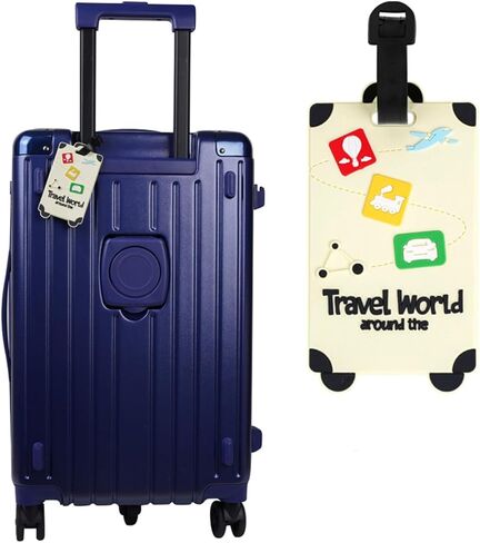 2 Pcs Cute Luggage Tags Unique Funny Bag Tags Cartoon Baggage Suitcase Labels Travel Identifiers Name Tags,Turquoise in Saudi Arabia