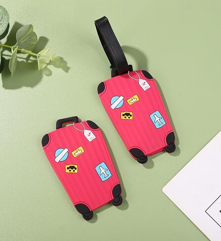 2 Pcs Cute Luggage Tags Unique Funny Bag Tags Cartoon Baggage Suitcase Labels Travel Identifiers Name Tags,Turquoise in Saudi Arabia