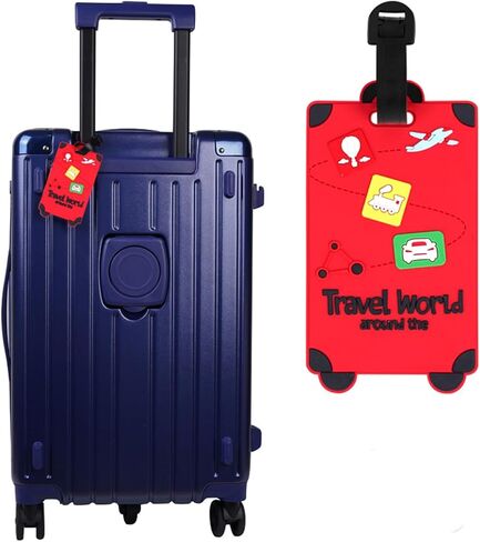 2 Pcs Cute Luggage Tags Unique Funny Bag Tags Cartoon Baggage Suitcase Labels Travel Identifiers Name Tags,Turquoise in Saudi Arabia