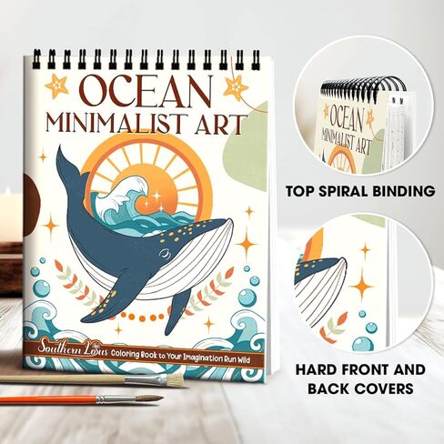 اللوتس الجنوبي استمتع بالصفاء مع كتاب التلوين الحلزوني: إصدار فني بسيط للمحيط - غلاف حلزوني، يتميز بتصميمات حيوانات ملهمة لتخفيف التوتر والاسترخاء. عشاق الفن البسيط! in Kuwait