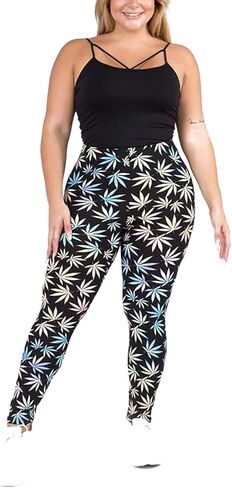 Women's Plus Size Marijuana Leaf Seamless Leggings 420 Trending Queen Size in Saudi Arabia