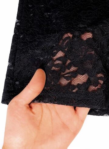 Lace Flare Pants for Women, See Through Mini Bell Bottom Black Sexy Sheer Leggings High Waisted Club Party Trousers in Saudi Arabia
