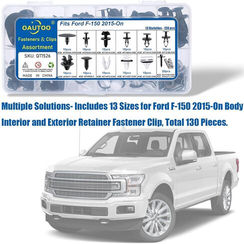 130 قطعة من OAUTOO تناسب Ford F-150 2015-On Body الداخلية والخارجية، مشبك تثبيت، مجموعة متنوعة من غطاء محرك السيارة العازل، غطاء ممتص الصدمات، بطانة الحاجز، لوحة الروك ومشابك لوحة زخرفة الباب in Saudi Arabia