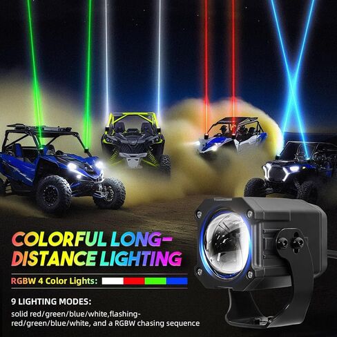 أضواء سوط LED 70 مم لأضواء كائن فضائي أكثر سطوعًا RGBW جنبًا إلى جنب لهوائي SXS UTV ATV مطاردة ضوء سوط مع جهاز تحكم عن بعد وتبديل 9 أوضاع متوافقة مع Polaris RZR Can-Am Maverick (70 مم) in Kuwait