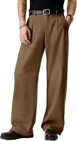 JMIERR Mens Baggy Casual Dress Pants Lightweight Pleated Old Money Wide Leg Pants Loose Relaxed Fit Trousers in Saudi Arabia