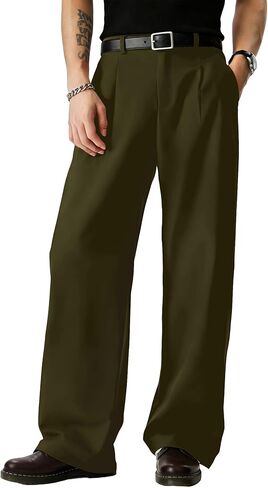 JMIERR Mens Baggy Casual Dress Pants Lightweight Pleated Old Money Wide Leg Pants Loose Relaxed Fit Trousers in Saudi Arabia