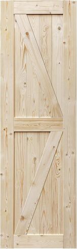 S&Z TOPHAND® 28in x 84in Barn Door, 20-60 in Unfinished British Brace Barn Door/Modern Style/Solid Wood/Simple Assembly is Required in Kuwait