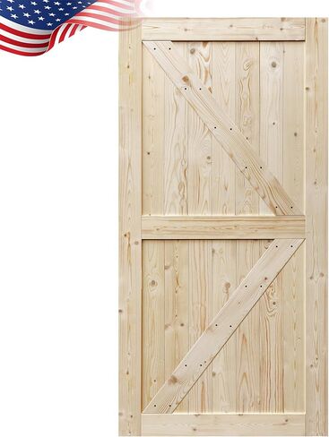 S&Z TOPHAND® باب الحظيرة مقاس 28 بوصة × 84 بوصة، مقاس 20-60 بوصة باب الحظيرة البريطاني غير المكتمل/النمط الحديث/الخشب الصلب/يلزم تجميع بسيط in Saudi Arabia