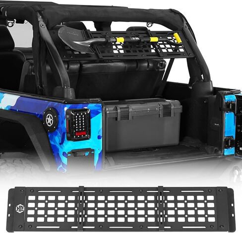 Hooke Road JK Overhead MOLLE Panel Roll Bar Storage Rack for 2007-2018 Jeep Wrangler JKU 4-Door Hardtop, Rear Trunk Cargo Organizer in Saudi Arabia