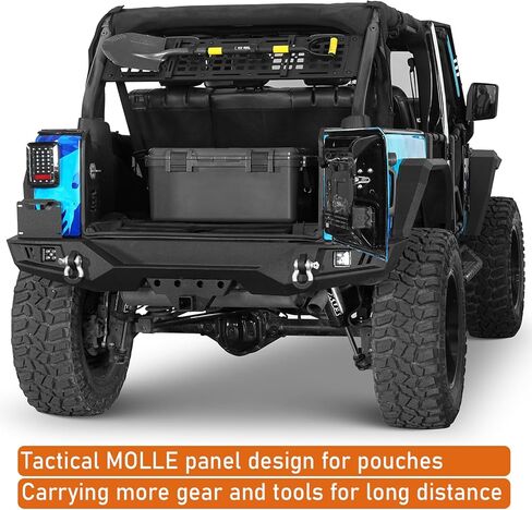Hooke Road JK Overhead MOLLE Panel Roll Bar Storage Rack for 2007-2018 Jeep Wrangler JKU 4-Door Hardtop, Rear Trunk Cargo Organizer in Saudi Arabia