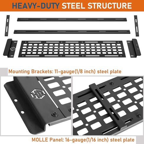 Hooke Road JK Overhead MOLLE Panel Roll Bar Storage Rack for 2007-2018 Jeep Wrangler JKU 4-Door Hardtop, Rear Trunk Cargo Organizer in Saudi Arabia
