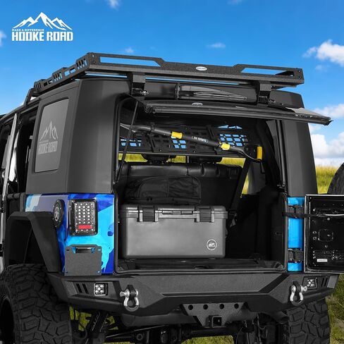 Hooke Road JK Overhead MOLLE Panel Roll Bar Storage Rack for 2007-2018 Jeep Wrangler JKU 4-Door Hardtop, Rear Trunk Cargo Organizer in Saudi Arabia