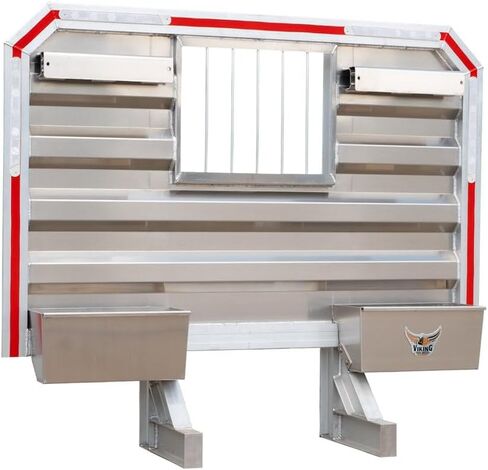 Mytee Products Viking Semi Truck Headache Rack with 2 Chain Hanger & Bar Window, 68" x 80" - Holds 14 Chains on Each Side, Heavy Duty Aluminum - Trailer Equipment Storage, Headache Rack for Semi Truck in Saudi Arabia