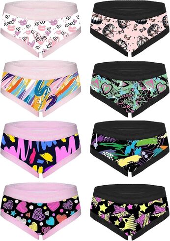 SYVIN Women 8pcs Cute Halloween Allover Skull Print Hipster Panties, Lace Trims Low Rise Bikini Comfortable Underwear in Saudi Arabia