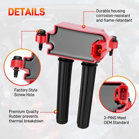 Set of 8 Ignition Coil Pack 16 Iridium Spark Plug Compatible with Jeep Ram Dodge Chrysler Commander Grand Cherokee Challenger Charger Durango 1500 2500 V8 5.7L Replace#UF504 56029129AA C1526 （RED） in Saudi Arabia
