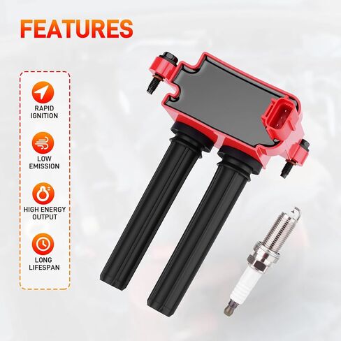 Set of 8 Ignition Coil Pack 16 Iridium Spark Plug Compatible with Jeep Ram Dodge Chrysler Commander Grand Cherokee Challenger Charger Durango 1500 2500 V8 5.7L Replace#UF504 56029129AA C1526 （RED） in Saudi Arabia
