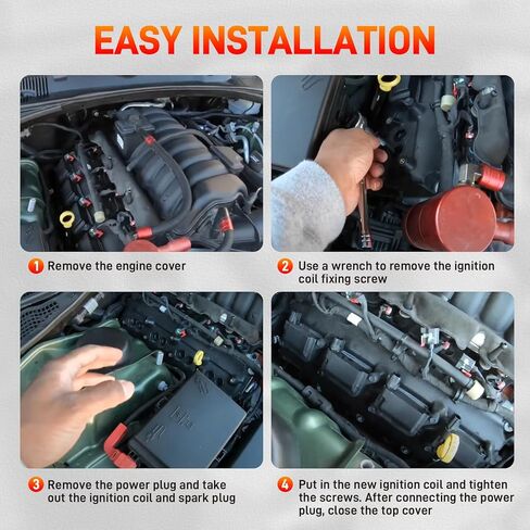 Set of 8 Ignition Coil Pack 16 Iridium Spark Plug Compatible with Jeep Ram Dodge Chrysler Commander Grand Cherokee Challenger Charger Durango 1500 2500 V8 5.7L Replace#UF504 56029129AA C1526 （RED） in Saudi Arabia