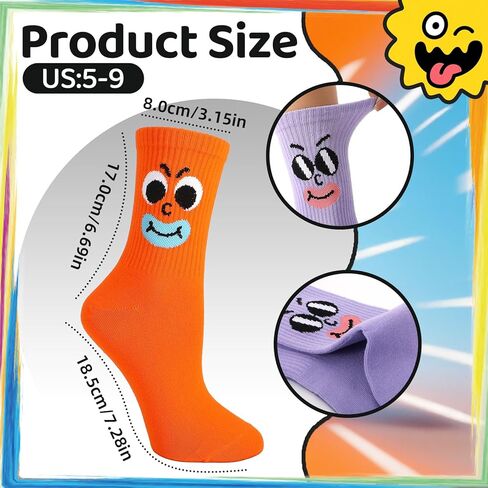 5 Pairs Funny Socks for Women Funny Emotion Crazy Socks Soft Cotton Colorful Novel Cute Silly Sock Women in Saudi Arabia