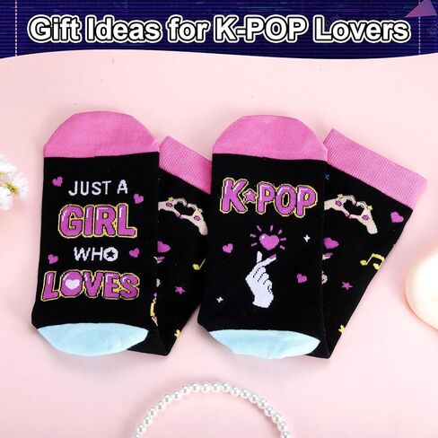 جوارب kpop للفتيات والنساء المراهقات مجرد فتاة تحب هدايا عيد الحب k-pop للفتيات المراهقات، جوارب محبي kpop الكورية للمراهقين، هدية رومانسية لطيفة لمحبي k-pop Merch Stuff in Kuwait