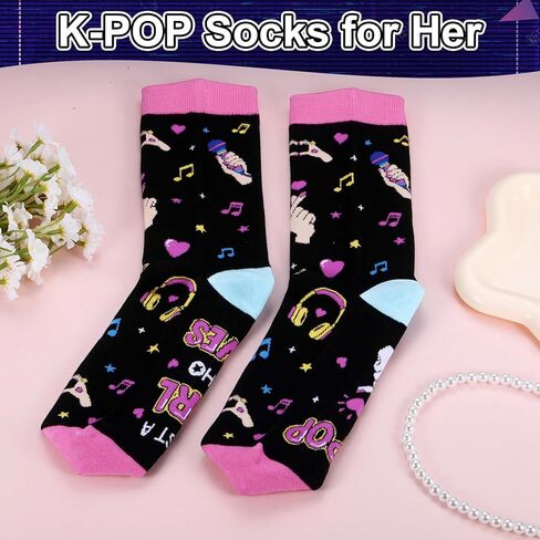 جوارب kpop للفتيات والنساء المراهقات مجرد فتاة تحب هدايا عيد الحب k-pop للفتيات المراهقات، جوارب محبي kpop الكورية للمراهقين، هدية رومانسية لطيفة لمحبي k-pop Merch Stuff in Kuwait