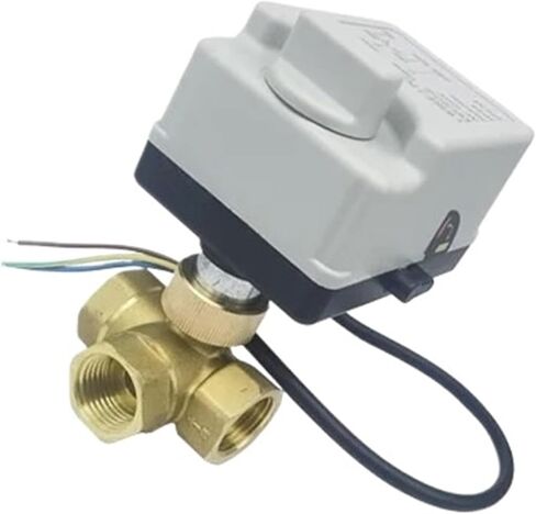 صمام كروي نحاسي بمحرك 3 أسلاك، محرك كهربائي للتحكم AC220V 3 طرق / اتجاهين DN15 DN20 DN25 DN32 مع مفتاح يدوي (DN15,12V_2 طرق) in Saudi Arabia