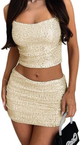 Just Quella Women's Low Rise Shiny Sequin Stretch Glitter Bodycon Mini Skirt Sexy Sparkly Night Out Party Shiny Skirt in Saudi Arabia