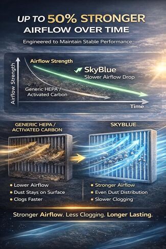 CF11819 Cabin Air Filter for Smooth Airflow & H11-Grade Filtration, Fit for Chevy Equinox 2010-2017, Terrain 2010-2017, Sante Fe 2013-2018, Sonata Optima Sedona - Skyblue Composite Media in Kuwait